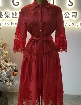 New Autumn Style Commuter Style Embroidered Lace Design Hollowed-out Single-breasted Slim Fit Dress-GZXX070 - Aliexpress - FashionsVida