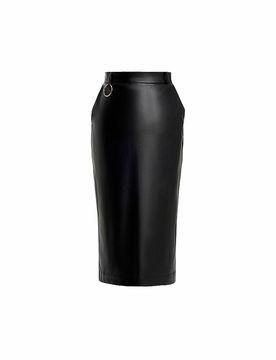 Falda de efecto cuero negro 34