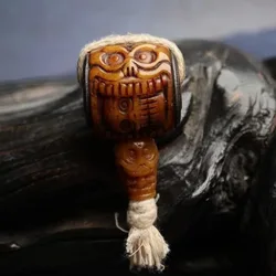Tibetan large-sized old yak bone carved three-way Buddha bead bracelet accessory