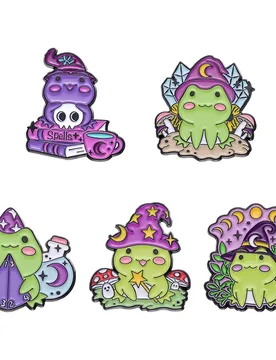 Cartoon Witch Frog Enamel Pins Star Moon Badges Halloween Brooch Animal Jewelry Custom Punk Lapels Backpacks Kids Accessories - Aliexpress - FashionsVida