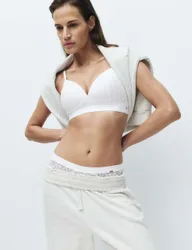 Lounge Rib & Lace Non Wired Plunge Bra A-E White female