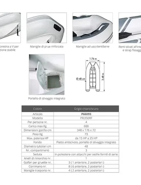 Tender Yacht Pri240v 6.5hp Inflatable Boat Grey / White 243 x 156 x 68 cm unisex - Plastimo - FashionsVida