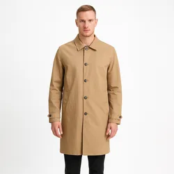 Mens Men’s Collared Coat Button Front Smart Casual Jacke - Tan - Size Small