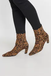 Women's Leopard Print Heeled Ankle Boots in Brown Size: 8 - Brown - Size: 8