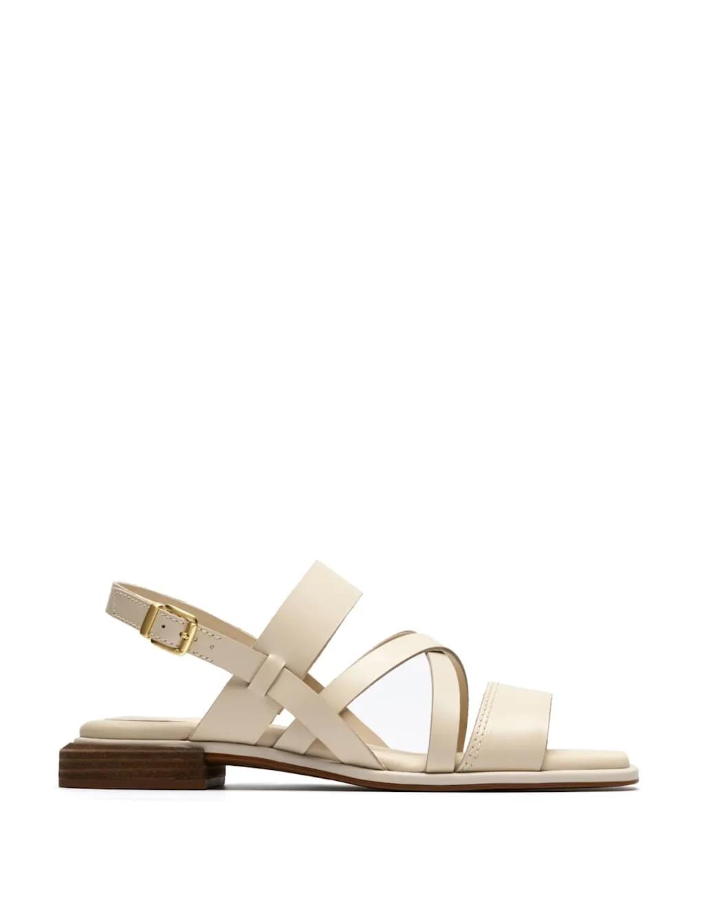 Leather Block Heel Square Toe Sandals Cream female - Clarks - FashionsVida