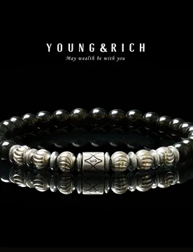 YOUNG&RICH Men's Black Obsidian Round Beaded Bracelet Vintage Gothic Silver Tone Stretch Stackable Jewelry - Aliexpress - FashionsVida