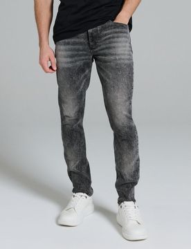 Jeans slim fit con effetto lavaggio - grigio
