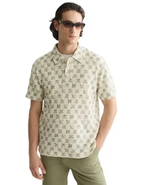 Polo A Maniche Corte 183609 Relaxed Fit Tiles Flower Olive Night L - Scotch & Soda - FashionsVida