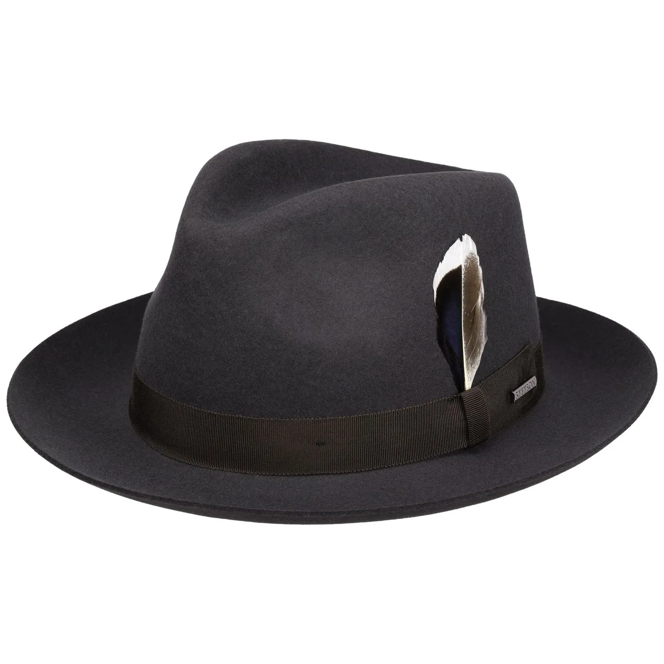 Darona Wool Fedora Hat by - dark grey - Size: L (58-59 cm) - Stetson - FashionsVida
