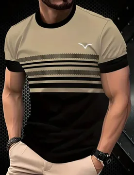 Menswear Clothing Simple Style Contrast Round Neck Short Sleeves T Shirt Printed All-match Men's Shirts Casual Fashion Trendy - Aliexpress - FashionsVida