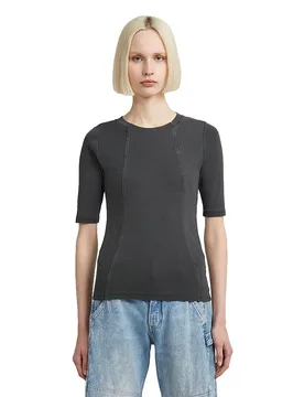T-shirt à Manches Courtes Washed A Line Slim Fit Dark Black Gd L - G-Star - FashionsVida