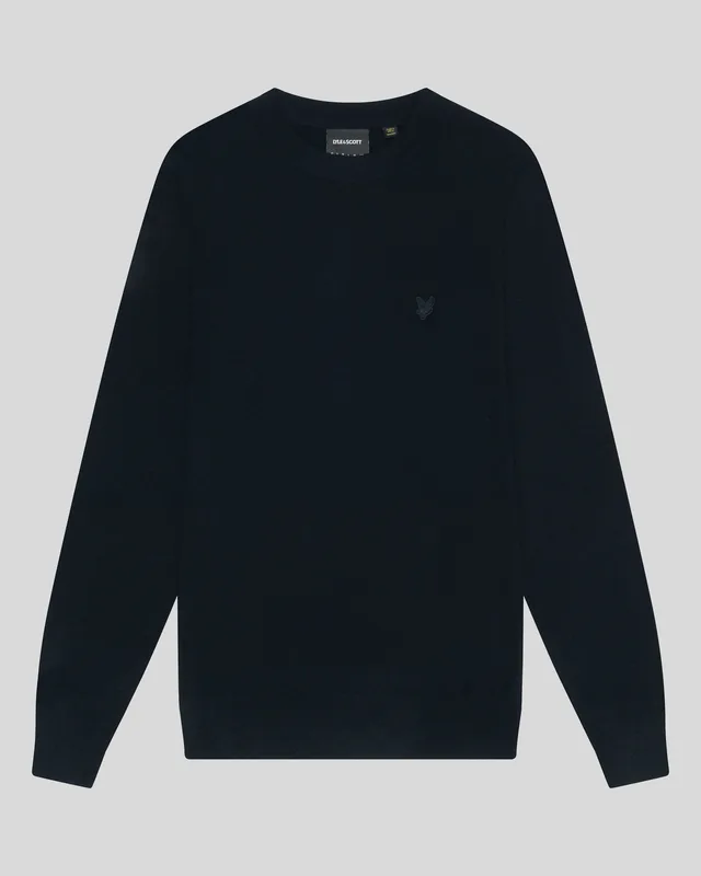 Men's Lambswool Crew Neck Jumper Dark Navy - Lyle & Scott - FashionsVida