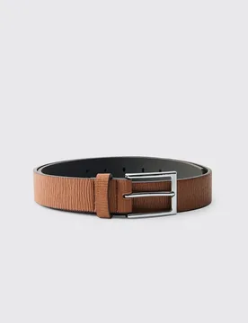 Men's Horizontal Textured PU Belt In Tan Brown Size Small Brown S - boohooMAN - FashionsVida
