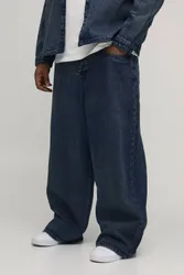 Herren Plus Extreme Gewaschene Super Baggy Jeans Hosen Washed Blue Größe 38