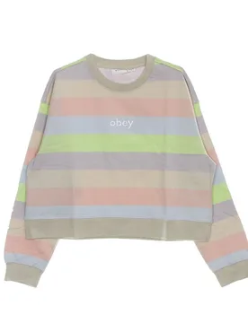 Felpa Leggera Girocollo Corta Donna Chelsea Crew Specialty Fleece Clay Multi - OBEY - FashionsVida