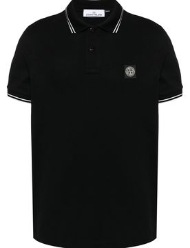 Ribbed Two-Button Polo with Contrast Cuffs - Size M
