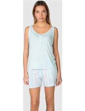 Pijama completo de mujer de tirantes y cuello redondo con tapeta - Massana - FashionsVida