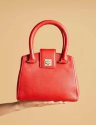 Leather handbag Red female
