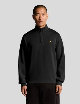 Men's Everyday 1/4 Zip Cotton Sweatshirt Saddle - Lyle & Scott - FashionsVida