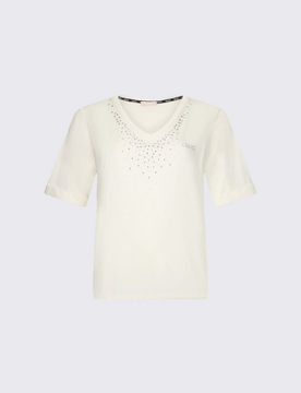 T-shirt con strass donna bianco