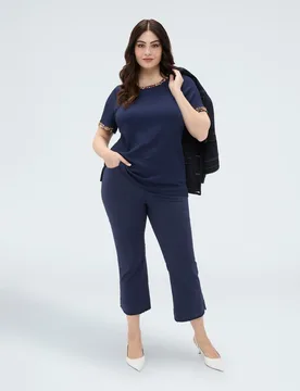 Pantalones de mujer kick flare de algodón ligero versátiles y fáciles de combinar - Fiorella Rubino - FashionsVida