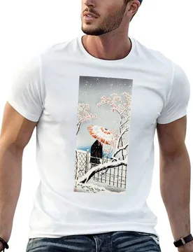 Plum Tree in Snow - Japanese Art T-Shirt Basic Simple Casual Short Sleeve Tee - Aliexpress - FashionsVida