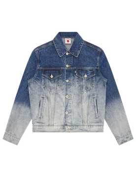 Fade Out Running Dog Denim Trucker Jacket - Mid Wash