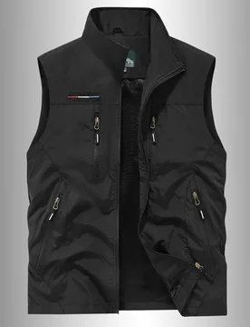 Chaleco multiusos para hombre para exteriores, chaqueta casual de pesca y fotografía con múltiples bolsillos, deportiva negra para primavera/verano - Shein - FashionsVida
