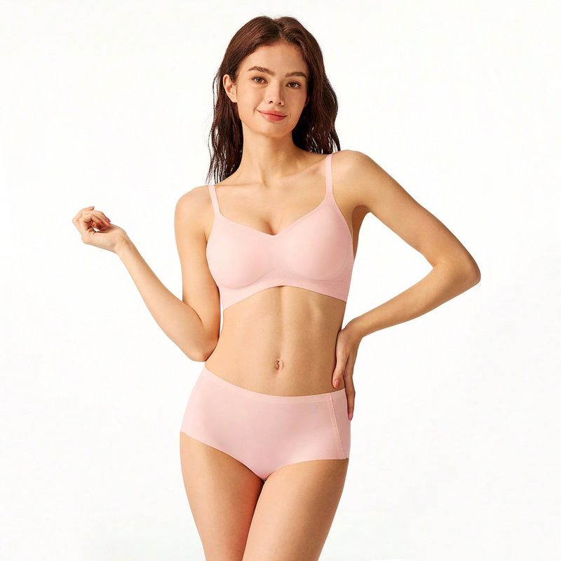 Conjunto a juego de sujetador y bragas para adolescente/niña/joven, camiseta transparente transpirable sin costuras, ropa interior sin marcas con esc