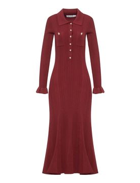 Abito midi in maglia a coste