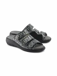 Hallux-Klett-Pantolette Superweich - Grau-Silber - female - Size: 36