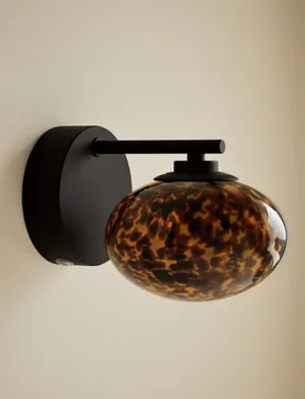 Rechargeable Tortoiseshell Glass Wall Light Black - M&S - FashionsVida