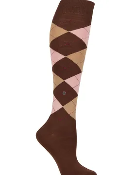 Women's 1 Pair Burlington Marylebone Argyle Wool Knee High Socks Hazelnut 3.5-7 Women's - Brown - Size: Small - SockShop - FashionsVida
