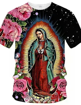 Men's Summer Fashion Guadalupe Virgin Mary 3D Printed T-shirt Round Neck Short Sleeve T-shirt Children's Classic Y2k Clothing - Aliexpress - FashionsVida