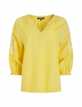 Weird Fish Emma Embroidered Sleeve Blouse Size 8 - sale all-sale sale womens women women all-womens women tshirts-and-tops women tshirts-and-tops shir - Sunshine Yellow - FashionsVida
