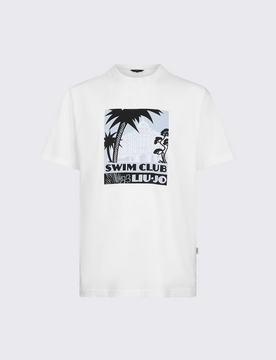 T-shirt con stampa uomo bianco