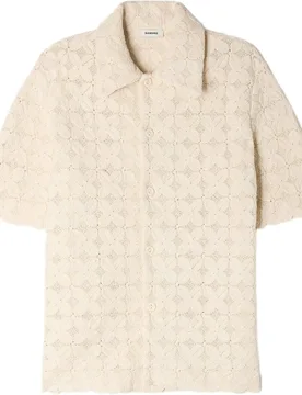 Camisa de hombre algodón bordado inglés manga corta corte evasé - sandro - FashionsVida