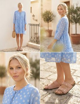 Mini vestito floreale - blu pallido