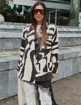 Black White Zebra Stripe Print Blazer Notched Lapel Single Button Loose Long Sleeve Women Streetwear Casual Suit Jacket 202606H - Aliexpress - FashionsVida