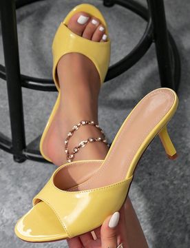 Sandalias de tacón alto de punta fina de superficie lisa, elegantes y versátiles, adecuadas para fiestas y trabajo
