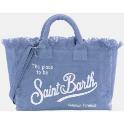 Bolso grande de lino con asas cortas de mano