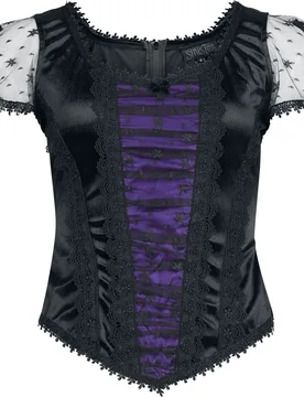 Gothic Top - Gothic Top - XS bis XL - für Damen - Größe M - schwarz/lila - Frauen - female - Sinister Gothic - FashionsVida