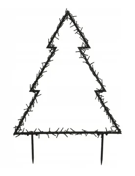 Lumières De Jardin En Forme De Sapin De Noël Avec 225 Lumières Led Blanc Chaud Et Cadre En Métal 72x100 Cm Black One Size