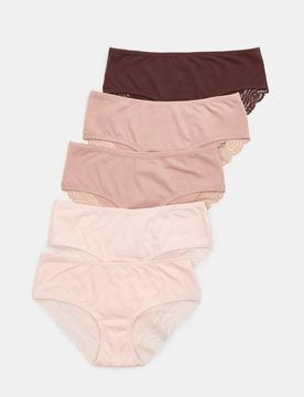 Slip hipster in cotone con pizzo 5 confezioni - multicolor