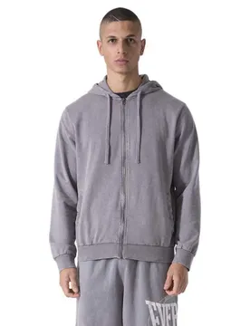 Sweat-shirt à Zip Washed Grey XL Homme