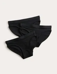 Pack Cotton with Stretch Bikini Knickers (6-16 Yrs) Black female
