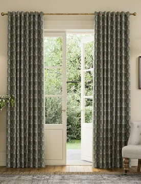 Chamomile Pure Cotton Eyelet Blackout Curtains Green Mix - Joules - FashionsVida