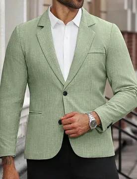 Blazer de negocios casual de talla grande para hombres, de un solo pecho, formal, para ceremonias - Shein - FashionsVida