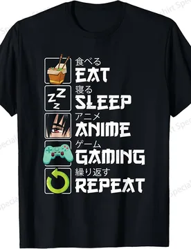 Eat Sleep Anime Gaming Repeat Kawaii Otaku Anime Manga Custom Printed Graphic T Shirts Customizable Graphic T Shirts Camisas - Aliexpress - FashionsVida