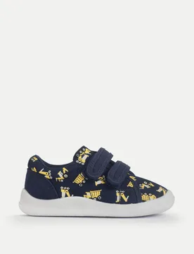 Kids' Leather Patterned Riptape Trainers (3 Small - 7 Small) Navy Mix male - Start-Rite - FashionsVida